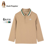暇步士 童男童POLO衫大童简约时尚长袖POLO衫 燕麦卡其 105cm