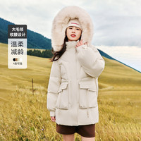雪中飞 SNOWFLYING 绒绒领冬女士短款羽绒服保暖狐狸毛加厚休闲韩版