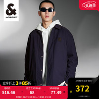 杰克·琼斯(JACK&JONES)秋季男时尚略宽松衬衣长袖衬衫胸前logo刺绣装饰外套223321061 墨兰E37 170/92A/S