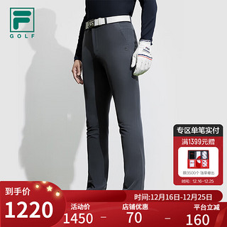 FILA 斐乐男士梭织长裤2024春基础简约直口高尔夫运动裤 纤黑-BK 180/88A/XL