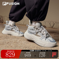 FILA FUSION斐乐潮牌女鞋THE MASH复古篮球鞋2024春季运动鞋 奶白/幽灵灰-GG 37.5