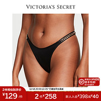 维多利亚的秘密（Victoria's Secret）维密 性感低腰链条腰带光滑丁字裤女士内裤高开叉 54A2黑色 11230508 L