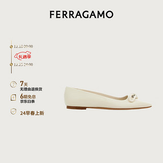 菲拉格慕（Ferragamo）女白色平底鞋 0768942_1D _ 75 