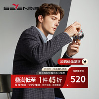 柒牌男装西服男休闲修身针织单西外套【千鸟格】125JC70540 黑色 B44