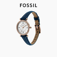 FOSSIL 化石手表女气质满天星小众高级蓝色皮革石英腕表礼物送女友