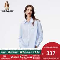 Hush Puppies暇步士女装2024夏凉感防晒宽松休闲简约长袖衬衫 516清水蓝 M