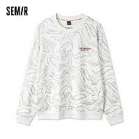 森马（Semir）卫衣男2024春季潮流字母刺绣时尚圆领套头上衣 白灰色调00412 165/84A/S