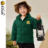 B.Duck小黄鸭童装男童羽绒服冬季宝宝卡通可爱连帽加厚外套6050墨绿140
