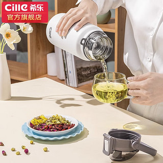 希乐（cille）保温杯大容量焖茶壶男女高颜值简约水杯泡茶不锈钢杯子茶水分离 绿色950ml【带茶仓/吸管/背带】