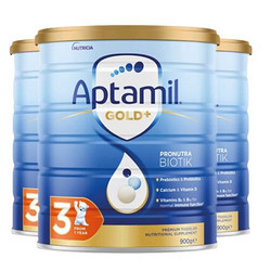 Aptamil 爱他美 澳洲爱他美金装版婴幼配方奶粉 新西兰进口900g 3段3罐装 2025年6月到期