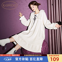 GUKOO 果壳 芭蕾风高级纯色毛毛睡裙