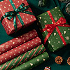圣诞节包装纸牛皮纸礼盒儿童卡通可爱彩纸复古绿红色包书纸大张加丝带打包材料超大尺寸高级感纸