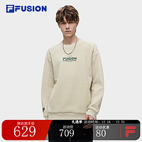 FILA FUSION斐乐潮牌男子针织套头衫2023冬时尚休闲宽松卫衣 淀乳色-LK 165/88A/S