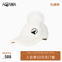 HONMA【专业高尔夫】女士帽子冬防风保暖撞色鸭舌帽灯芯绒 漂白 均码