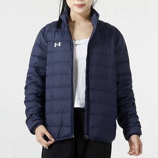 安德玛（Under Armour）羽绒服男女同款23冬季轻质保暖立领羽绒夹克户外休闲羽绒外套 深蓝色【白鸭绒】绒子含量：90% S【165】