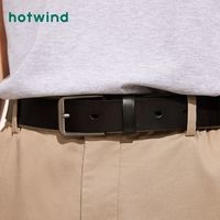 热风 hotwind春季男士休闲原皮针扣皮带简约复古腰带男