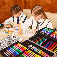 mobee 儿童水彩笔画笔礼盒蜡笔画画工具（97件）