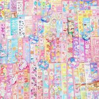 镭射咕卡贴纸女孩儿童不重复咕盘套装diy手帐素材装饰韩系可爱贴画少女心ins古卡片随心配人物的贴贴纸