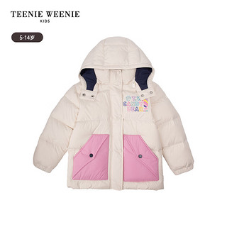 Teenie Weenie Kids小熊童装女童拼色三防面包羽绒服 象牙白 150cm