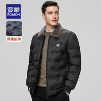 罗蒙(ROMON)男士短款棉服保暖翻领毛领外套商务百搭加厚棉衣男 高级黑 185(尺码偏小 拍大一码)