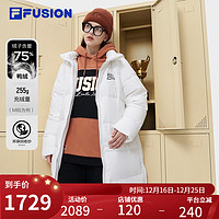 FILA FUSION斐乐潮牌长款羽绒服女时尚休闲连帽外套上衣 标准白-WT 170/88A/L