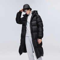 波司登长款科技泡芙保暖连帽面包服鹅绒羽绒服男