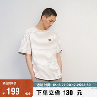 VANS范斯 男女短袖T恤燕麦条纹宽松美式预科学院风 燕麦色条纹 XXL