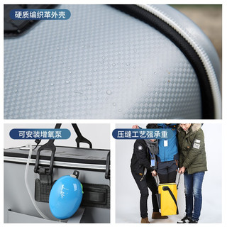佳钓尼（JIADIAONI）  加厚折叠EVA双层防水活鱼桶钓鱼桶 装鱼水桶 银灰色 52升