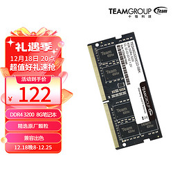 Team 十铨 DDR4 3200MHz 笔记本内存 普条 黑色 8GB TED48G3200C22-SBK