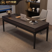 MINSTZON 茗氏庭居 实木书桌意式轻奢现代简约工作台高档家用电脑桌办公室书房办公桌 1.4米书桌+书椅