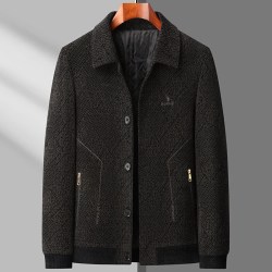 romon 罗蒙 爸爸冬装毛呢外套男短款金貂绒商务休闲雪尼尔夹克男中年