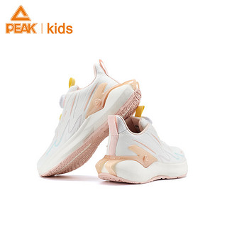 匹克童鞋态极5.0Pro儿童跑步鞋旋钮扣缓震舒适运动鞋 米白 37