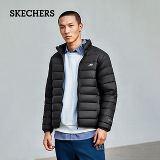 SKECHERS 斯凯奇 休闲户外短款运动羽绒服男装冬季防风保暖外套立领羽绒棉袄