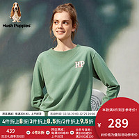 Hush Puppies【Color系列】暇步士女士秋趣味印花宽松运动居家卫衣WC-22520D 594云杉绿 XS