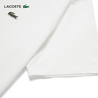LACOSTE法国鳄鱼男装休闲简约纯色圆领纯棉短袖T恤TH5966 001/白色 3/170
