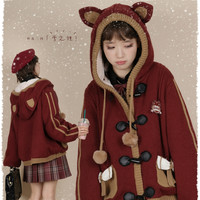 仲春二四 清仓）仲春二四 雪之狸 加厚加绒毛衣女秋冬开衫外穿圣诞新年装