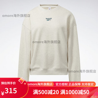 Reebok女子CREW长袖基础LOGO黑色简约休闲运动套头卫衣 GS1743粉白 M