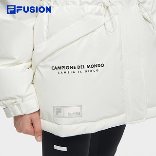 FILA FUSION斐乐潮牌羽绒服女时尚休闲连帽收腰上衣 纶度白-WT 180/96A/XXL