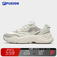 FILA FUSION斐乐潮牌CONCH II女鞋复古潮鞋2023冬款海螺鞋跑步鞋 香雪白/南极灰-WA 36