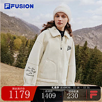 FILA FUSION斐乐潮牌针织外套女2023冬时尚休闲加绒保暖棉服外套 米卡麦色-BG 160/80A/S