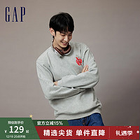 Gap 盖璞 男女装冬季2023新款碳素软磨抓绒保暖卫衣841354宽松运动上衣 浅灰色 180/100A(XL)亚洲尺码