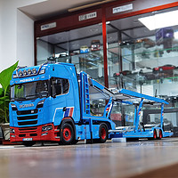 跃纪生 NZG 1:18斯堪尼亚SCANIA 730S V8运输车双层拖架合金汽车模型车模