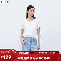 LILY女装超柔双面莫代尔百搭通勤宽松休闲短袖t恤上衣 601白色 M