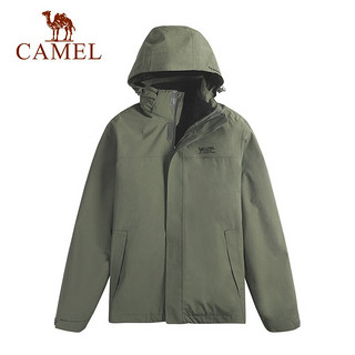 骆驼（CAMEL） 户外冲锋衣男女三合一两件套可拆卸秋冬登山服装外套 8165，碳灰，男 L