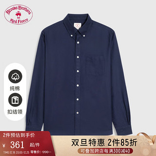 布克兄弟（BrooksBrothers）男士冬新纯棉美式纯色长袖休闲衬衫 4004-藏青色 M