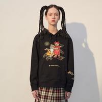 卫衣女秋冬款卡通刺绣连帽卫衣上衣女