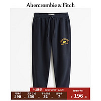 ABERCROMBIE & FITCH【美式学院标志】男装秋冬复古街头风保暖抓绒运动裤卫裤332137-1 海军蓝 M (180/80A)