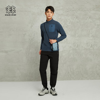 KOLON SPORT/可隆长袖 男子户外休闲透湿运动徒步登山半拉链T恤内搭 LHZT3WN237-GB 灰蓝色 170/M