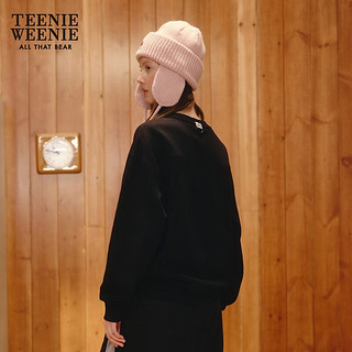 Teenie Weenie小熊20加绒圆领卫衣保暖上衣女时尚 黑色 155/XS