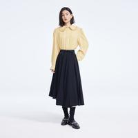 LILY丽丽 半裙小众洋气个性百褶高腰羊毛半身裙